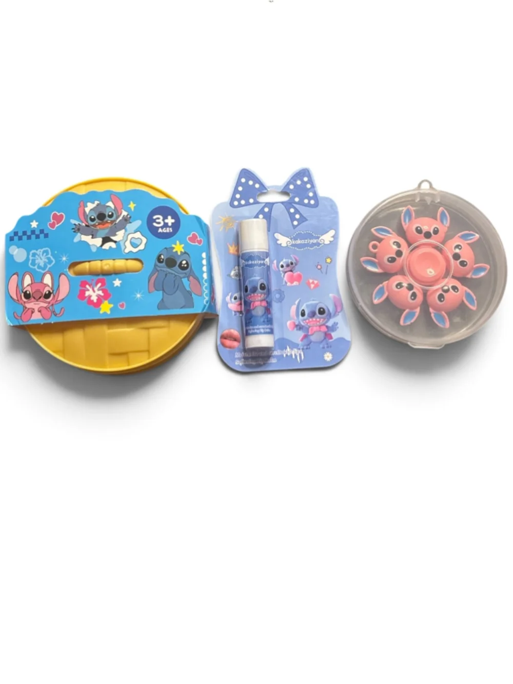 Stitch Squishy toy, Lip Balm and Fidget Spinner Set